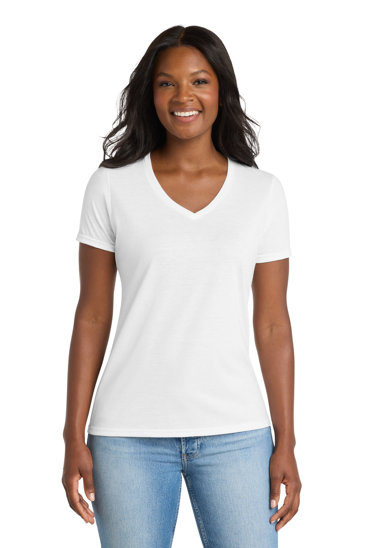Port & Co Women's Performance Blend V-Neck Tee